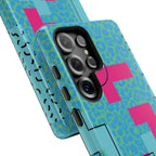 LOVE Aqua Blue Leopard RG Tough Phone Case iPhone, Galaxy, or Google Pixel