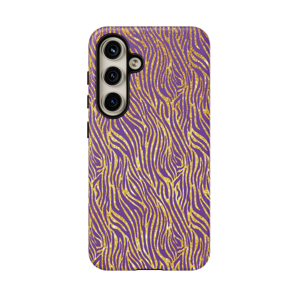 Vibrant Purple Gold Zebra Tough Phone Case iPhone, Galaxy, or Google Pixel
