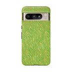 Neon Green Gold Zebra Tough Phone Case for iPhone, Galaxy, or Google Pixel