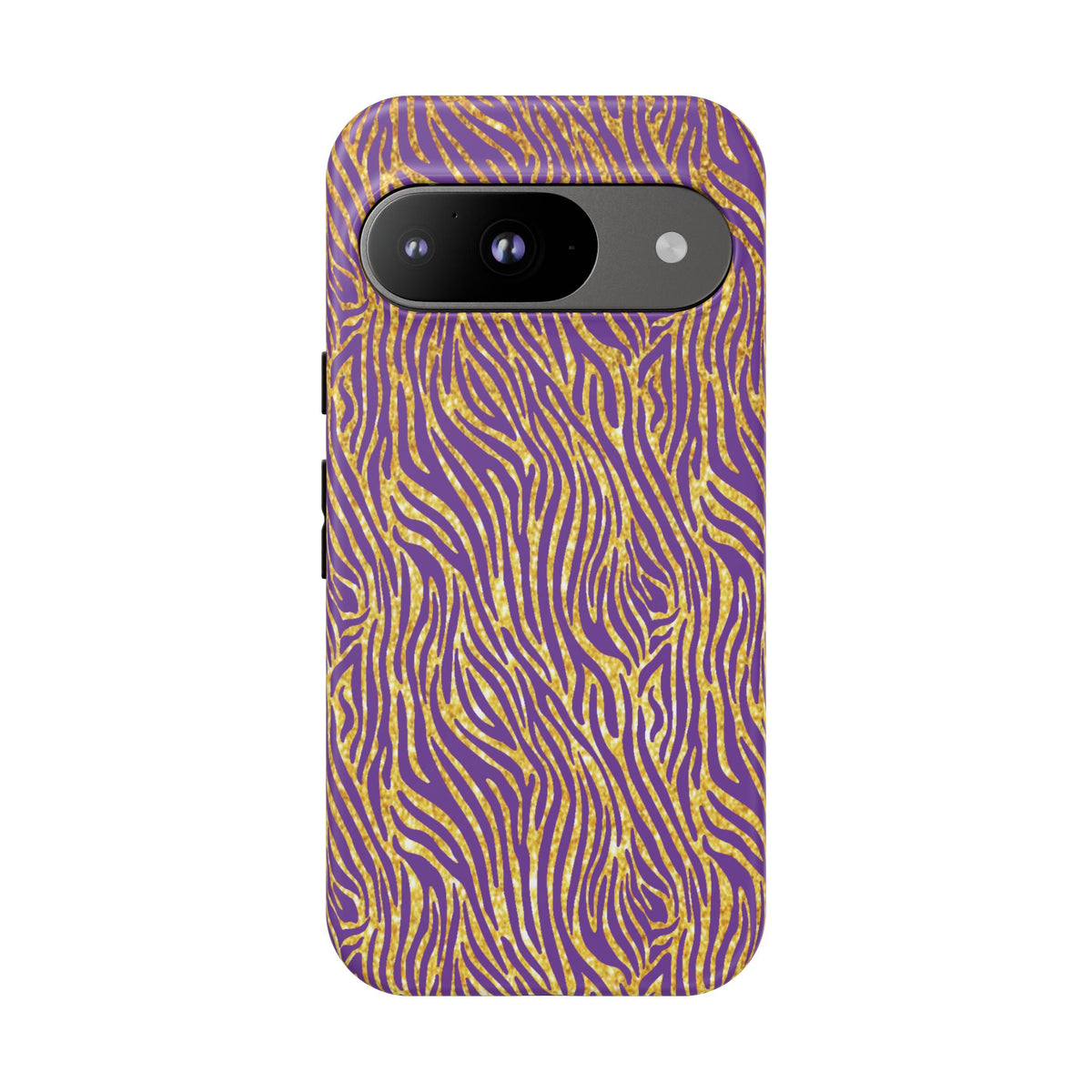 Vibrant Purple Gold Zebra Tough Phone Case iPhone, Galaxy, or Google Pixel