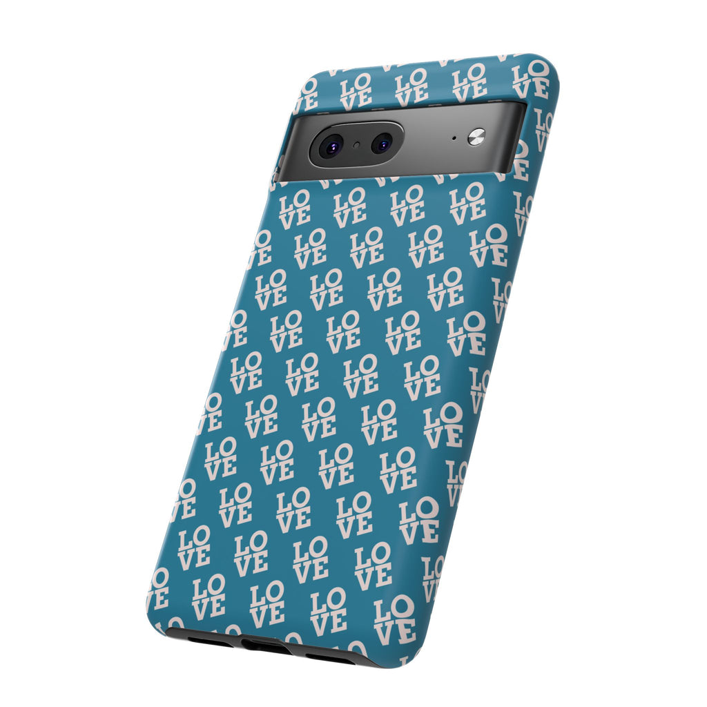 LOVE Teal Green Tough Phone Case iPhone, Galaxy, or Google Pixel