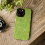 Neon Green Gold Zebra Tough Phone Case for iPhone, Galaxy, or Google Pixel