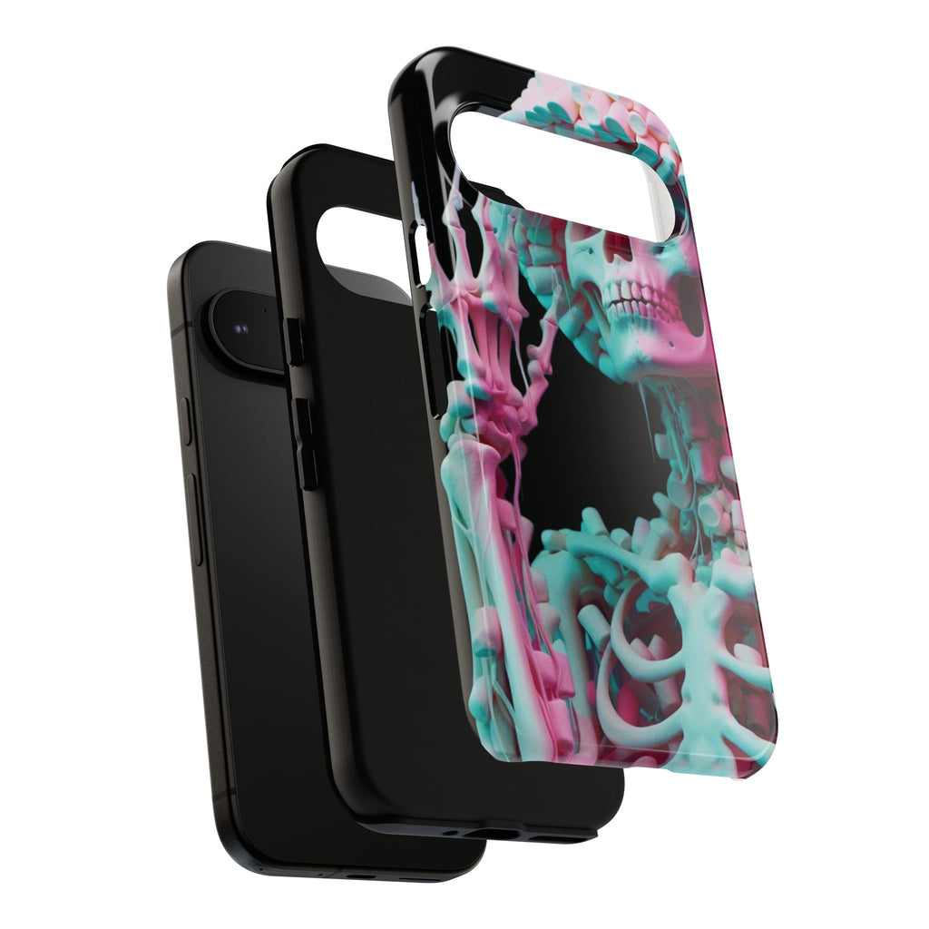 Neon Pink Skeleton (Black) Tough Phone Case for iPhone, Galaxy, or Google Pixel