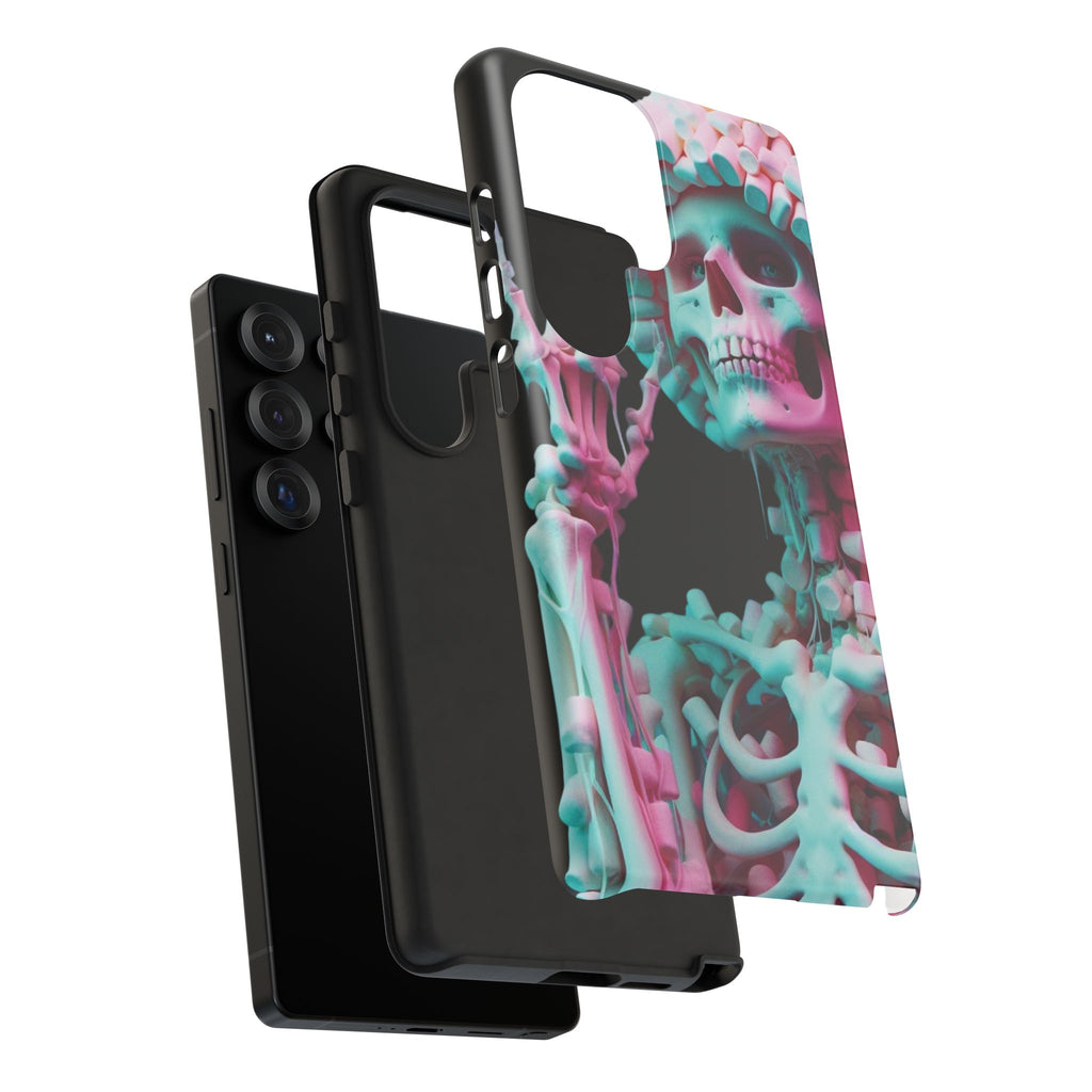 Neon Pink Skeleton (Black) Tough Phone Case for iPhone, Galaxy, or Google Pixel