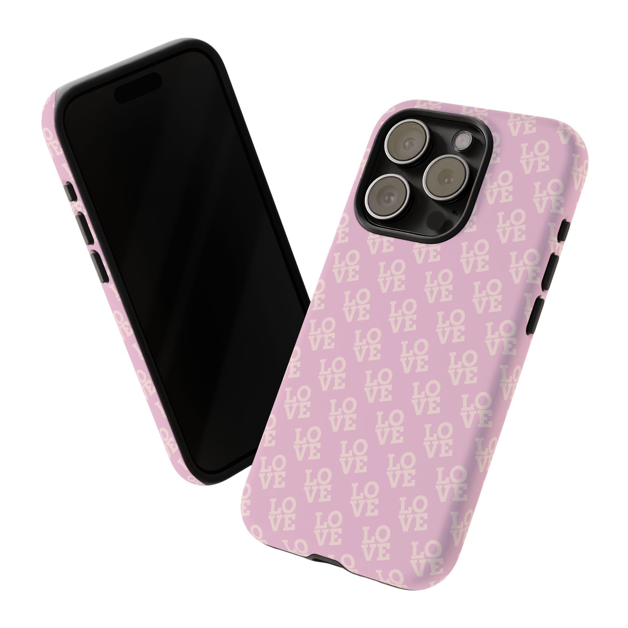 LOVE Pink Tough Phone Case for iPhone, Galaxy, or Google Pixel