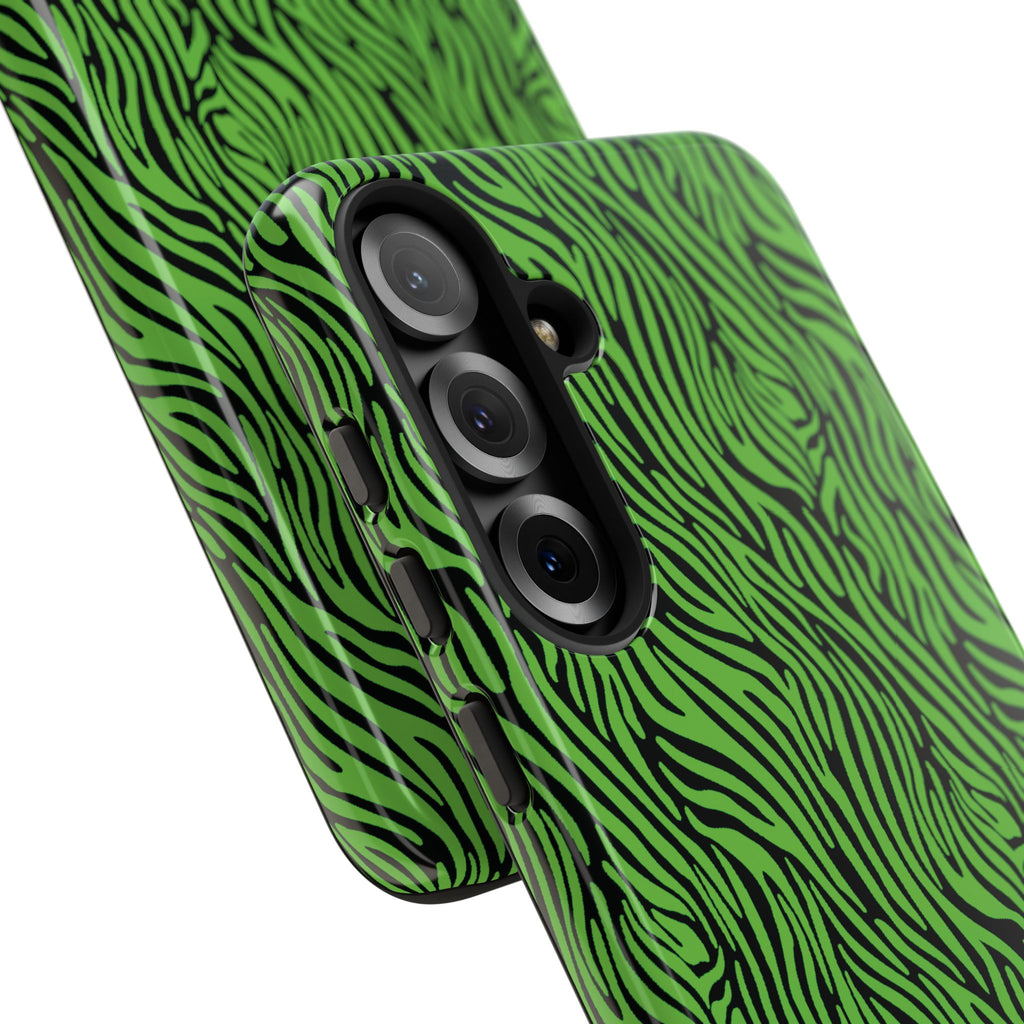 Neon Green Zebra Tough Phone Case iPhone, Galaxy, or Google Pixel