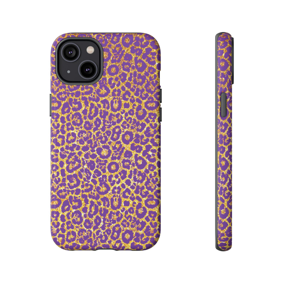 Purple Gold Leopard Tough Phone Case for iPhone, Galaxy, or Google Pixel