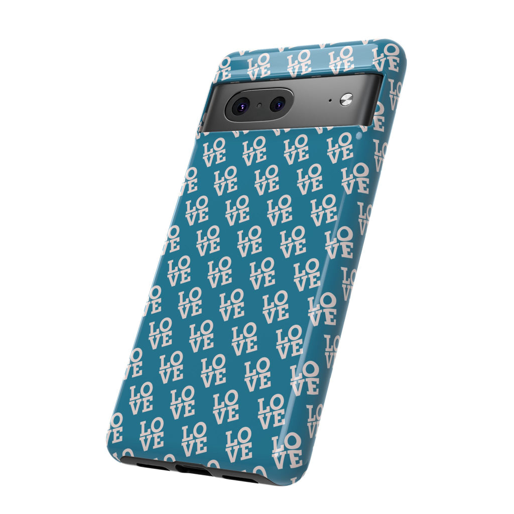 LOVE Teal Green Tough Phone Case iPhone, Galaxy, or Google Pixel