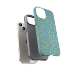 Blue Gold Leopard Tough Phone Case for iPhone, Galaxy, or Google Pixel