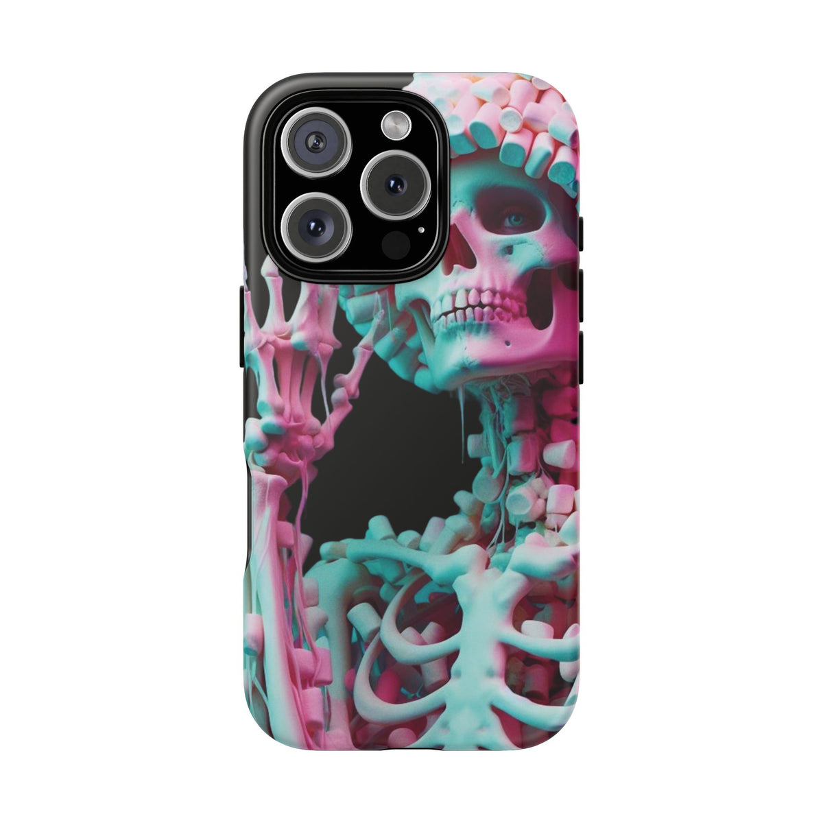 Neon Pink Skeleton (Black) Tough Phone Case for iPhone, Galaxy, or Google Pixel