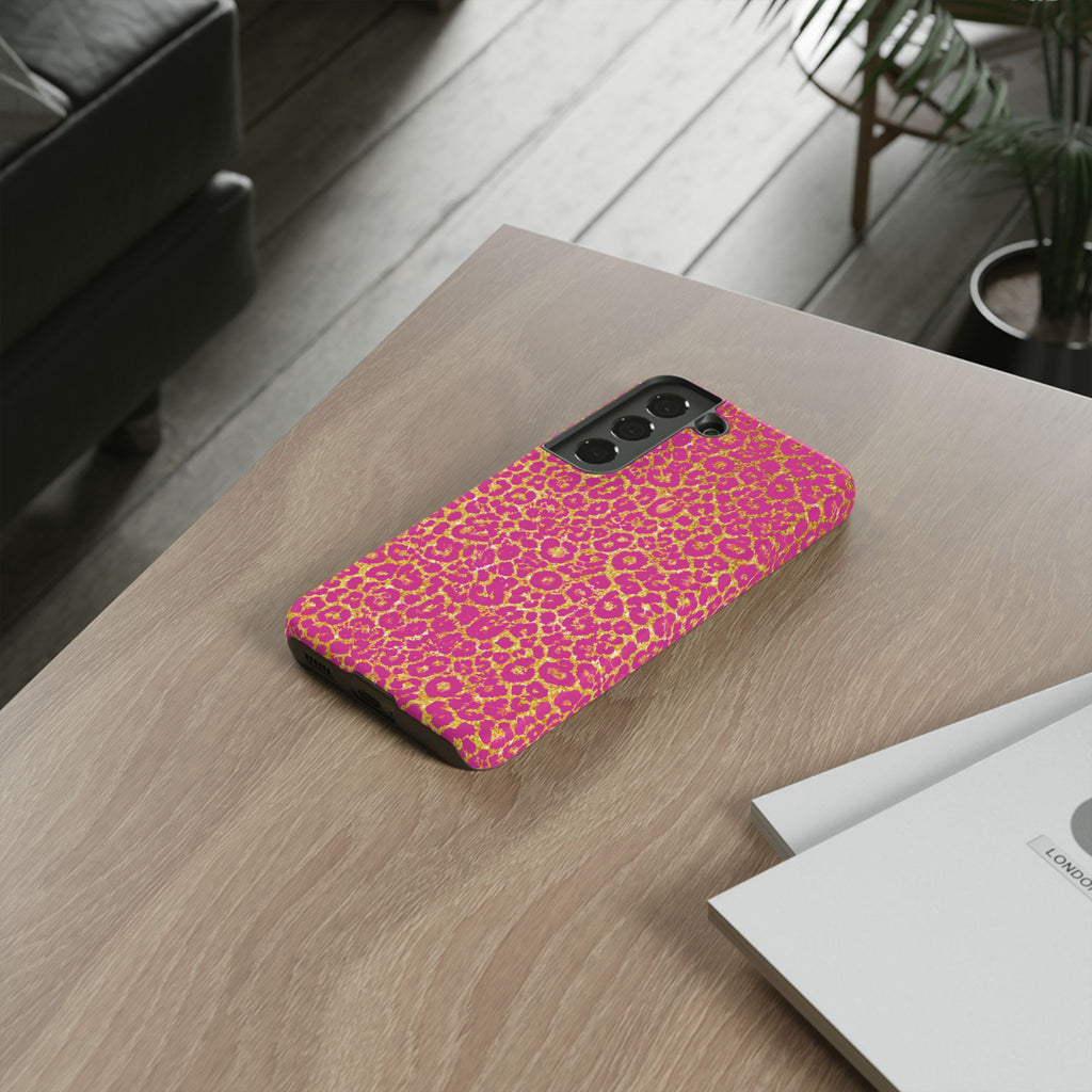Pink Gold Leopard Tough Case for iPhone, Galaxy, or Google Pixel