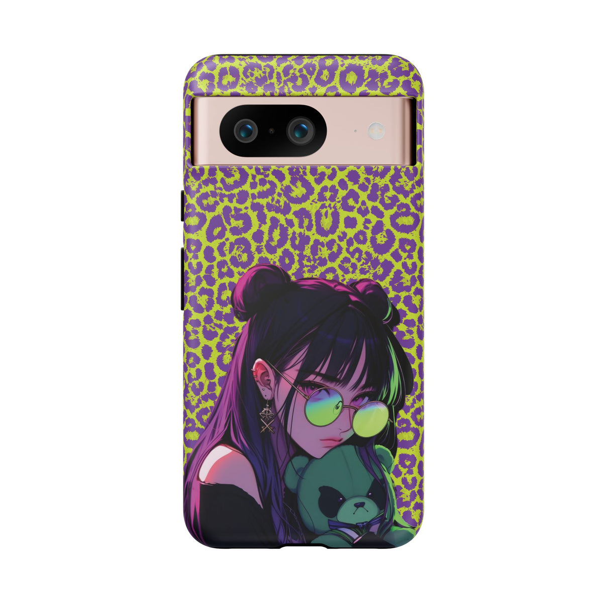Purple Neon Lime Leopard Kz Tough Case for iPhone, Galaxy, or Google Pixel