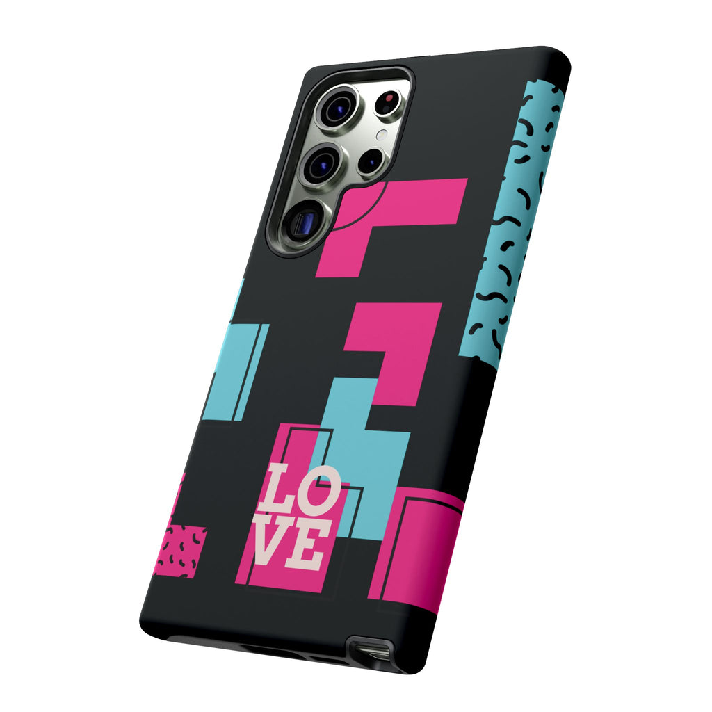 Retro Blocks LOVE Tough Case for iPhone, Galaxy or Google Pixel