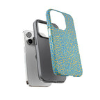 Blue Gold Leopard Tough Phone Case for iPhone, Galaxy, or Google Pixel