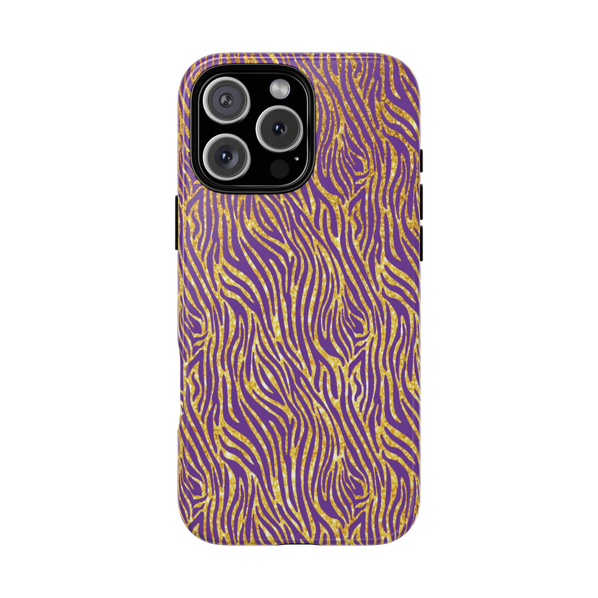 Vibrant Purple Gold Zebra Tough Phone Case iPhone, Galaxy, or Google Pixel