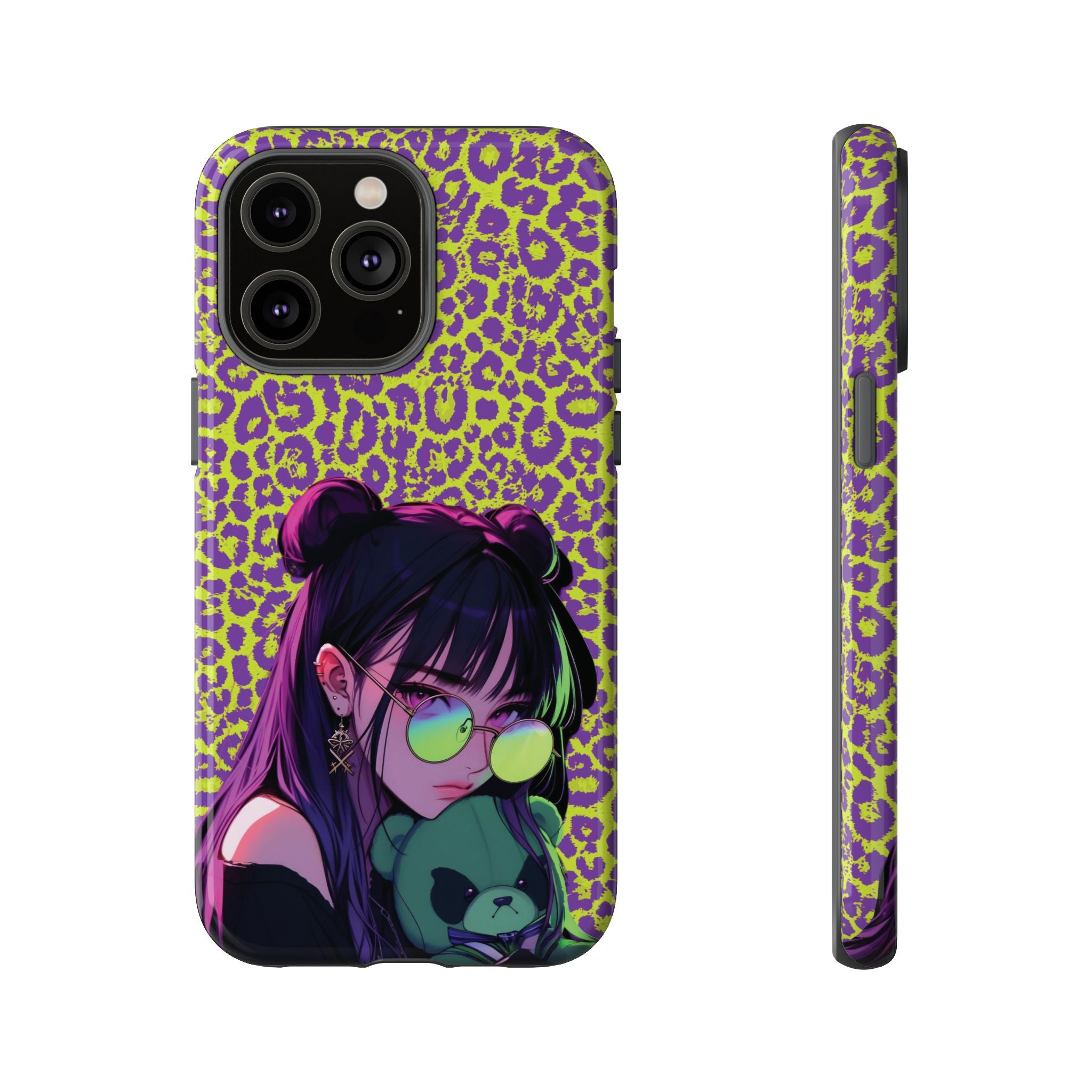 Purple Neon Lime Leopard Kz Tough Case for iPhone, Galaxy, or Google Pixel