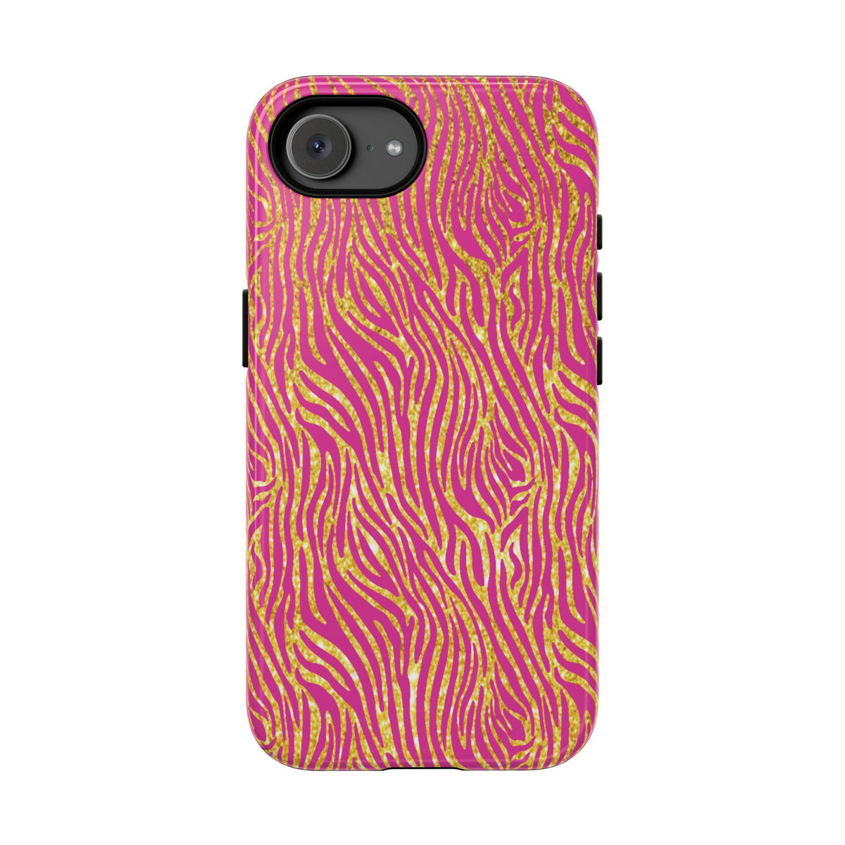 Pink Gold Zebra Print Tough Case for iPhone, Galaxy, or Google Pixel