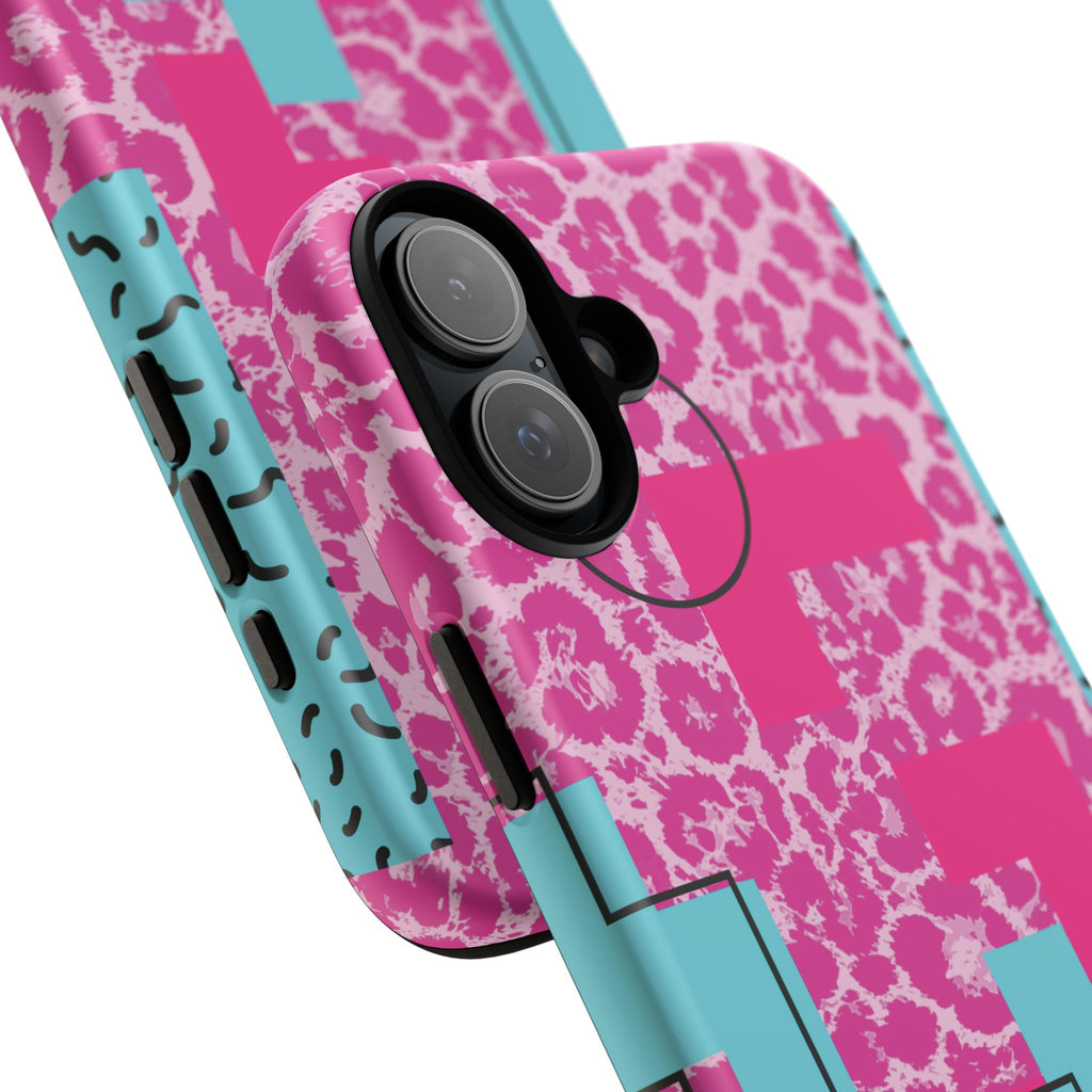 Retro Love Pink Leopard RG Tough Phone Case for iPhone, Galaxy, or Google Pixel
