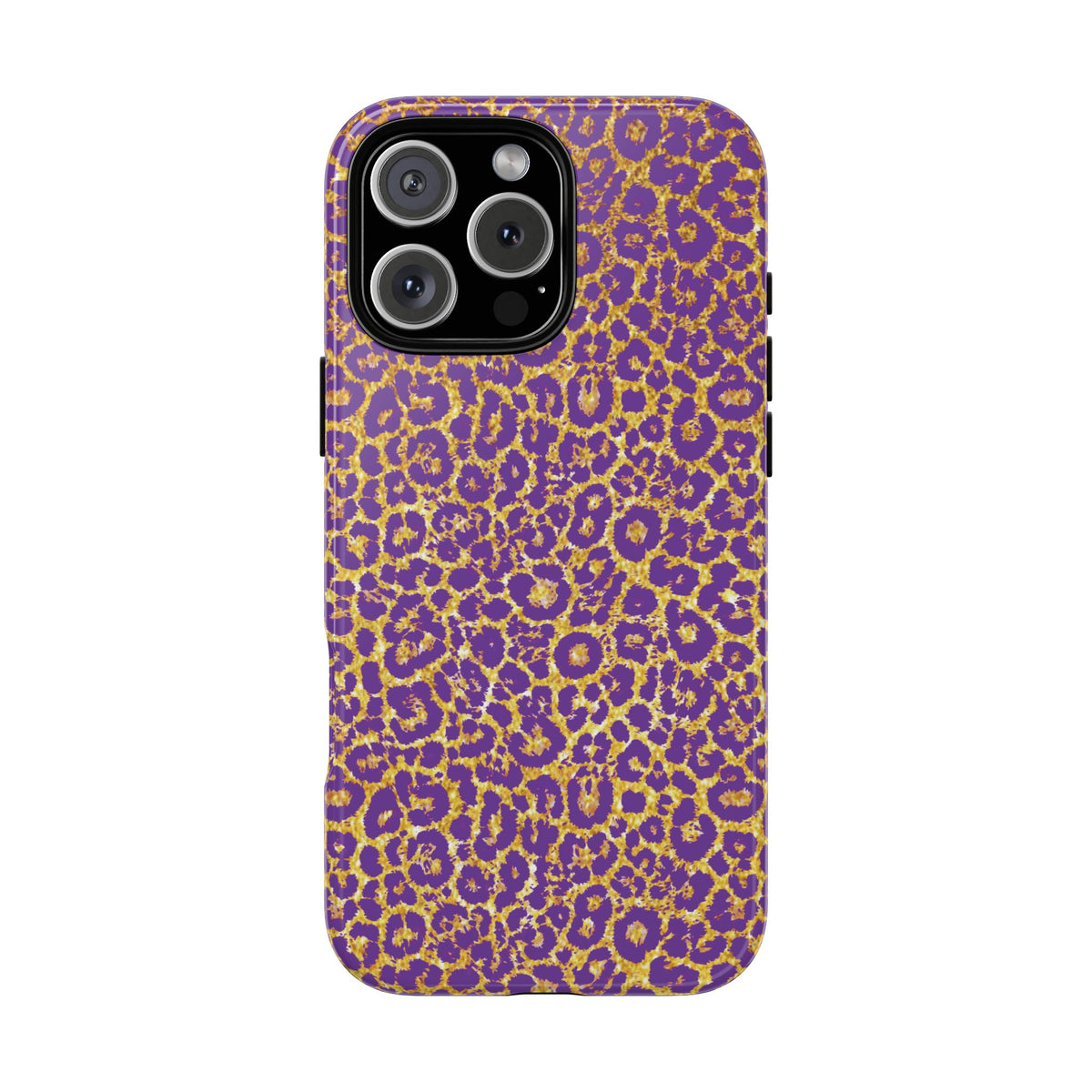 Purple Gold Leopard Tough Phone Case for iPhone, Galaxy, or Google Pixel