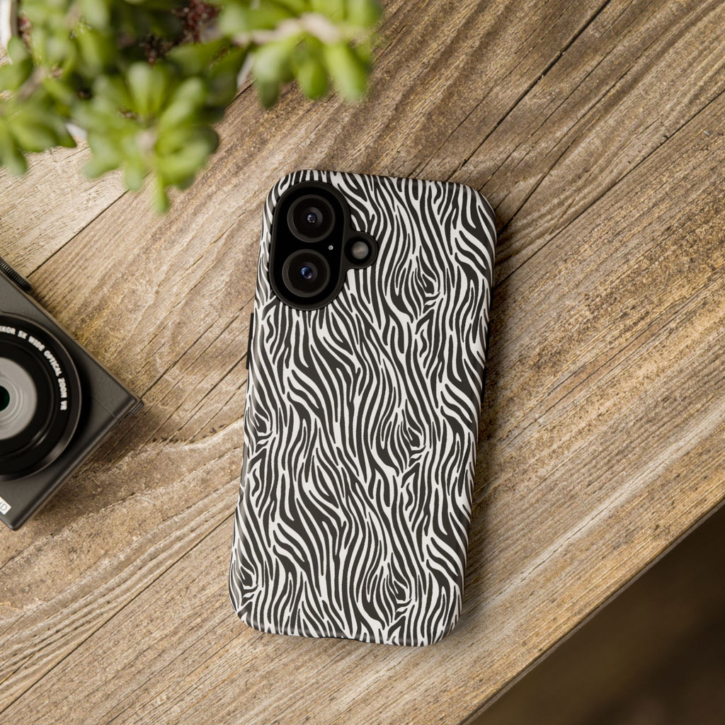 Black and White Zebra Print Tough Case iPhone, Galaxy and Google Pixel
