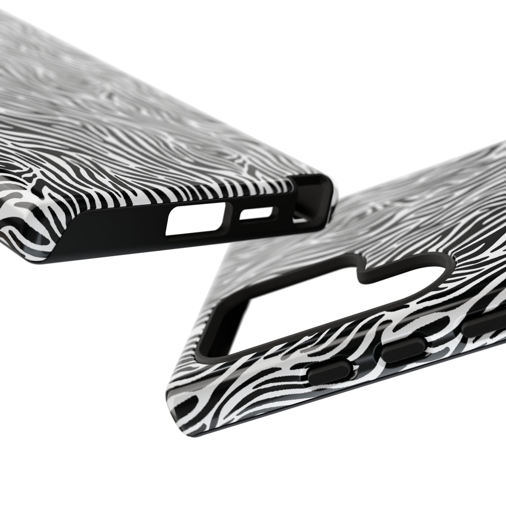 Black and White Zebra Print Tough Case iPhone, Galaxy and Google Pixel