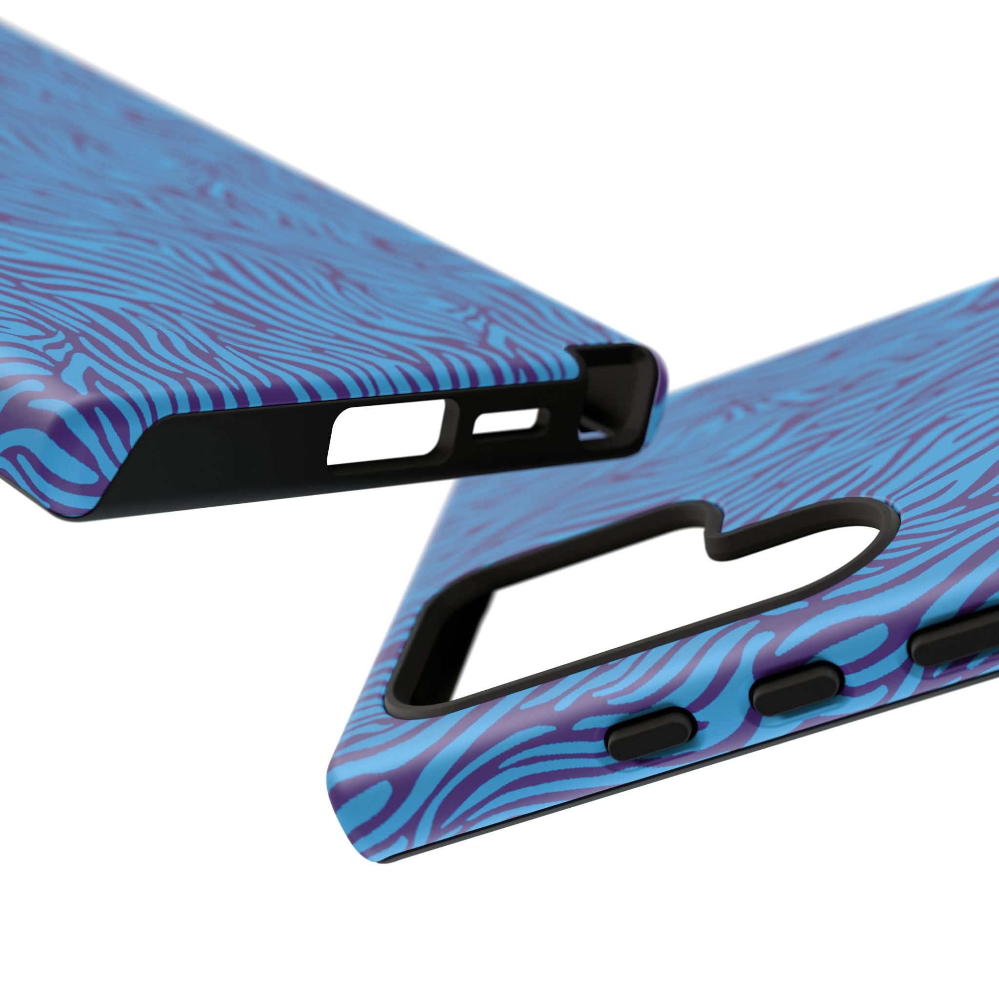 Zebra Print Blue and Purple Tough Case for iPhone, Galaxy or Google Pixel