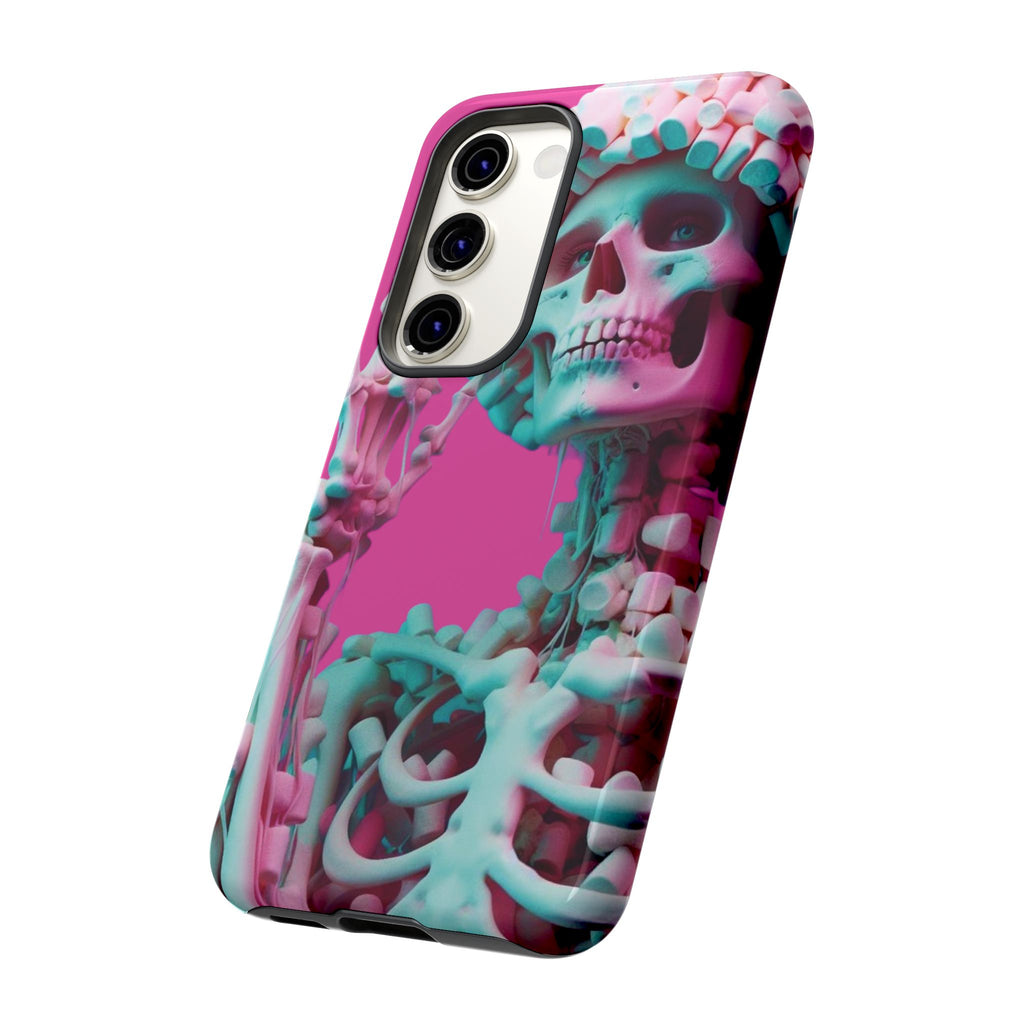 Neon Pink Skeleton Tough Phone Case for iPhone, Galaxy and Google Pixel