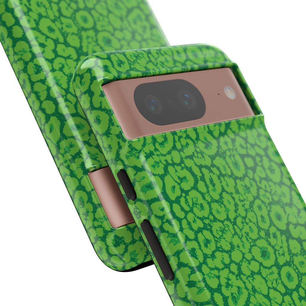 Neon Green Leopard Tough Phone Case for iPhone, Galaxy, or Google Pixel