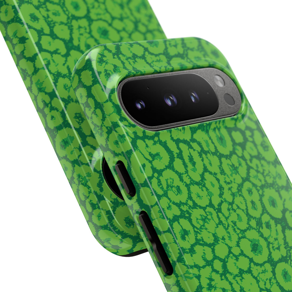 Neon Green Leopard Tough Phone Case for iPhone, Galaxy, or Google Pixel