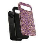 Purple Gold Leopard Tough Phone Case for iPhone, Galaxy, or Google Pixel