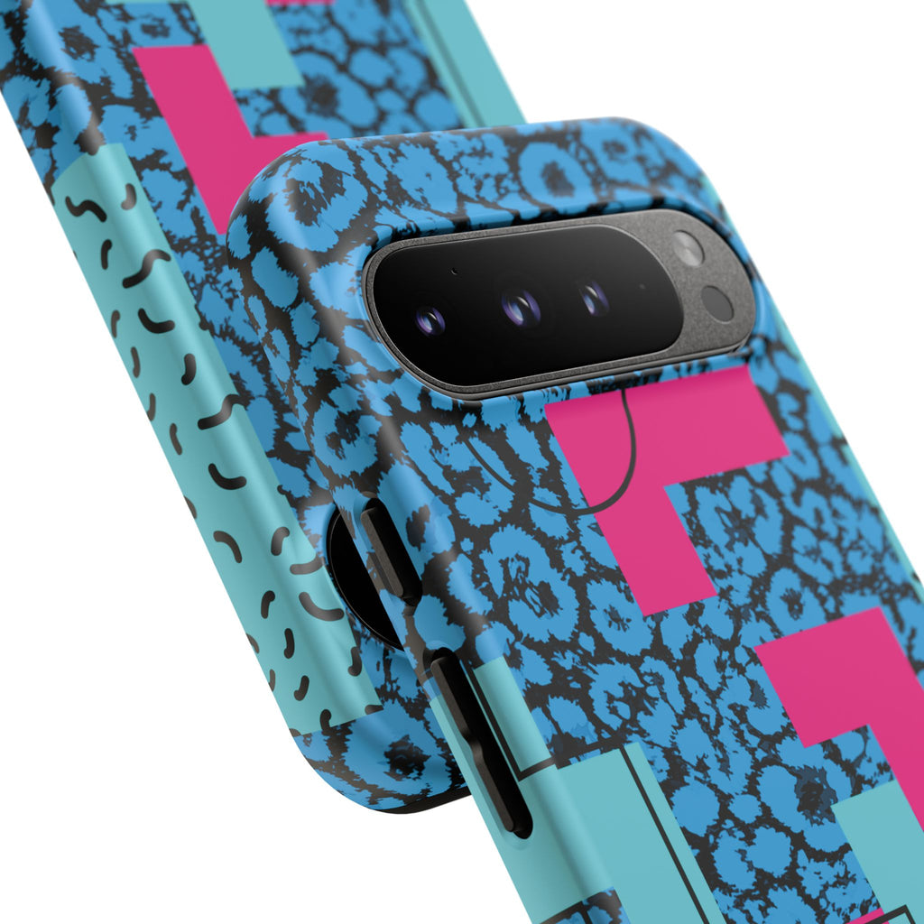LOVE Blue Leopard 80s Vibe Tough Case for iPhone, Galaxy, or Google Pixel