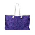 Purple Blue Leopard Eco Friendly Weekender Bag, Travel Tote, Beach Bag