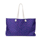 Purple Blue Leopard Eco Friendly Weekender Bag, Travel Tote, Beach Bag