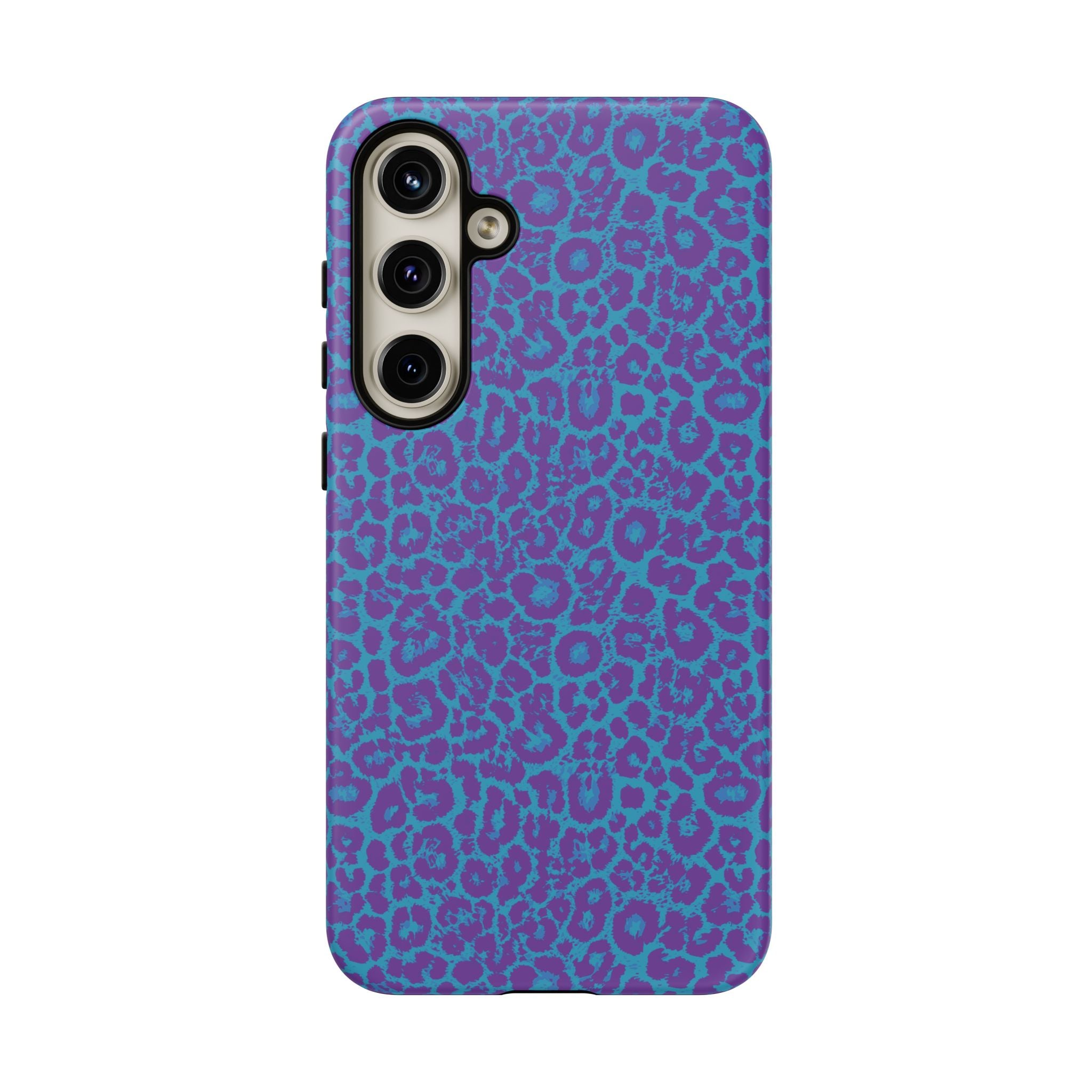Leopard Printed Purple Blue Tough Phone Case for iPhone, Galaxy, or Google Pixel