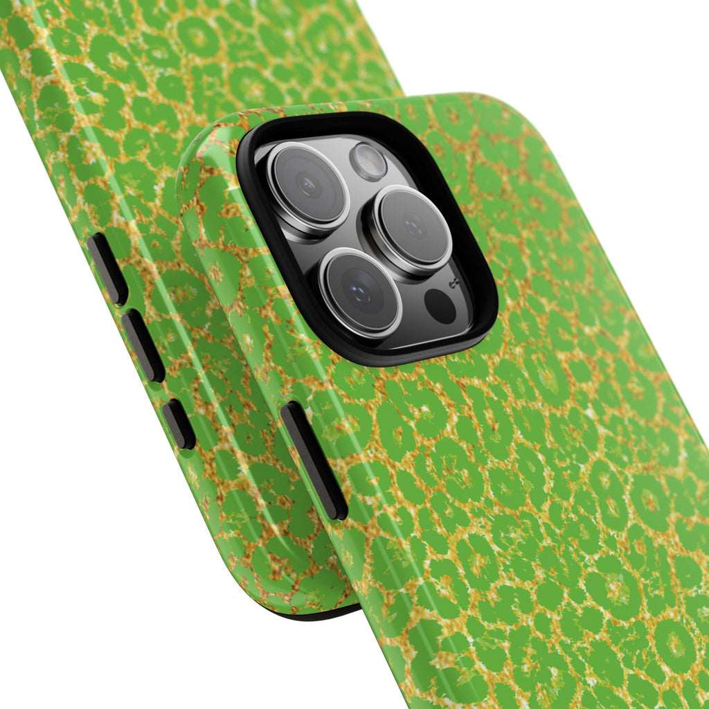 Neon Green Gold Leopard Tough Phone Case iPhone, Galaxy, or Google Pixel
