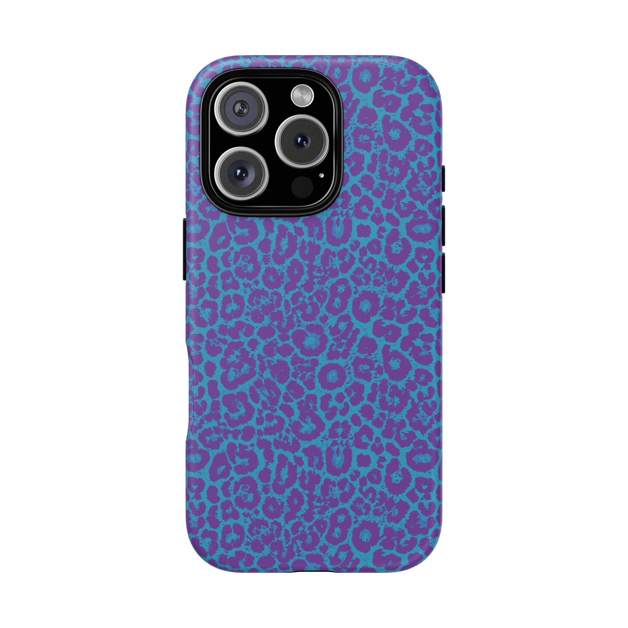 Leopard Printed Purple Blue Tough Phone Case for iPhone, Galaxy, or Google Pixel