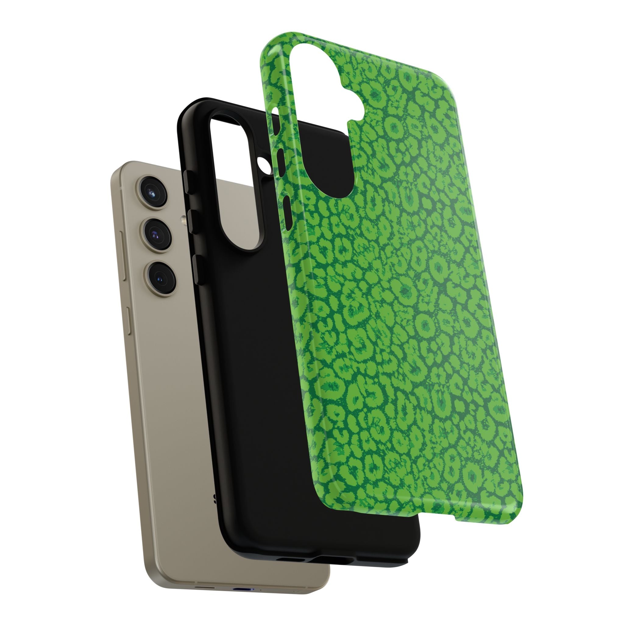 Neon Green Leopard Tough Phone Case for iPhone, Galaxy, or Google Pixel