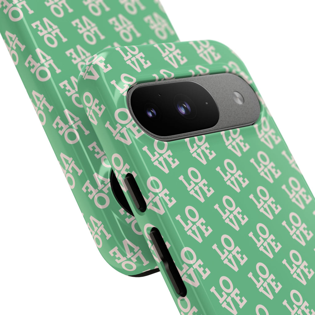 LOVE Aqua Tough Phone Case for iPhone, Galaxy, or Google Pixel