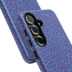Leopard Printed Purple Blue Tough Phone Case for iPhone, Galaxy, or Google Pixel