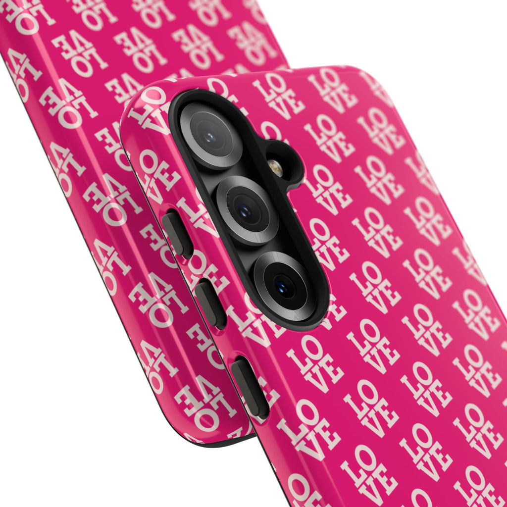 Vibrant Pink LOVE Tough Case iPhone, Galaxy, or Google Pixel