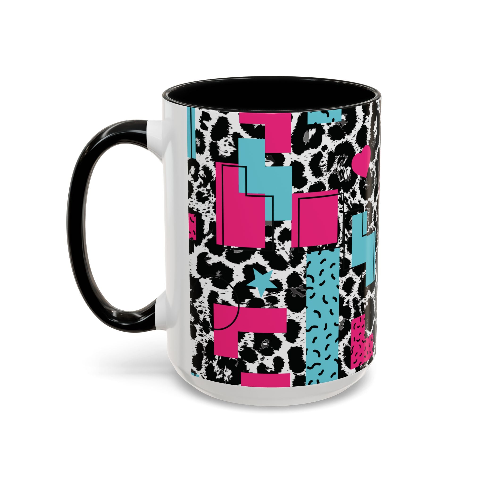 Retro Vibes Love Blocks Leopard Print Coffee Mug Kitchen Decor, Gift