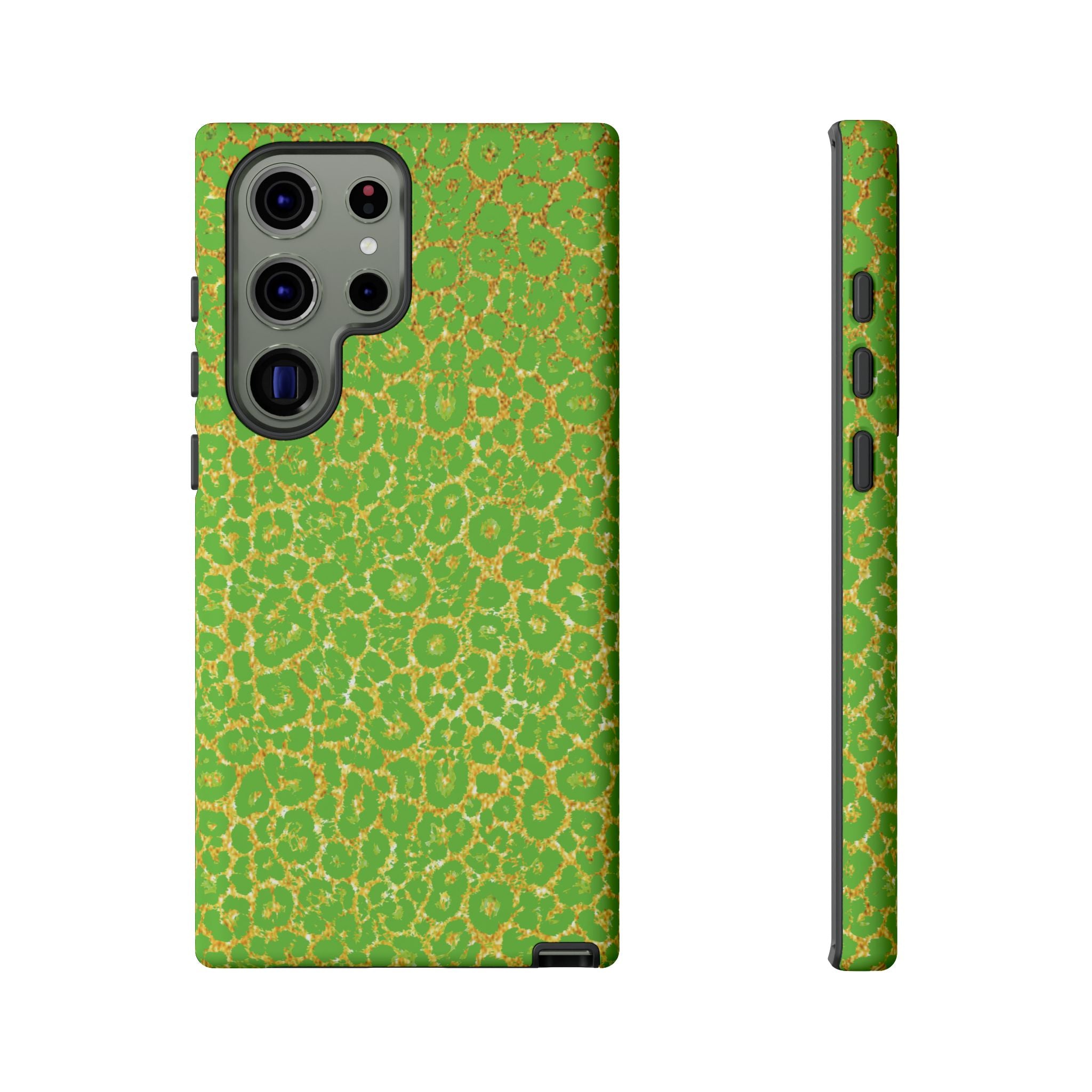 Neon Green Gold Leopard Tough Phone Case iPhone, Galaxy, or Google Pixel