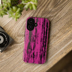 Hot Pink wood print Design Tough Phone Case for iPhone, Galaxy, or Google Pixel