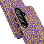 Purple Gold Leopard Tough Phone Case for iPhone, Galaxy, or Google Pixel