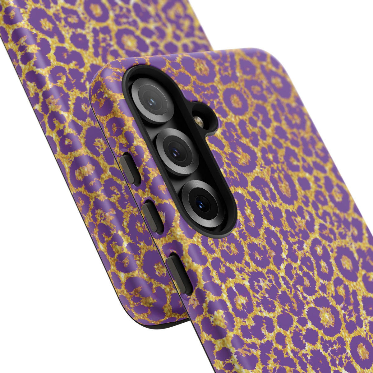 Purple Gold Leopard Tough Phone Case for iPhone, Galaxy, or Google Pixel