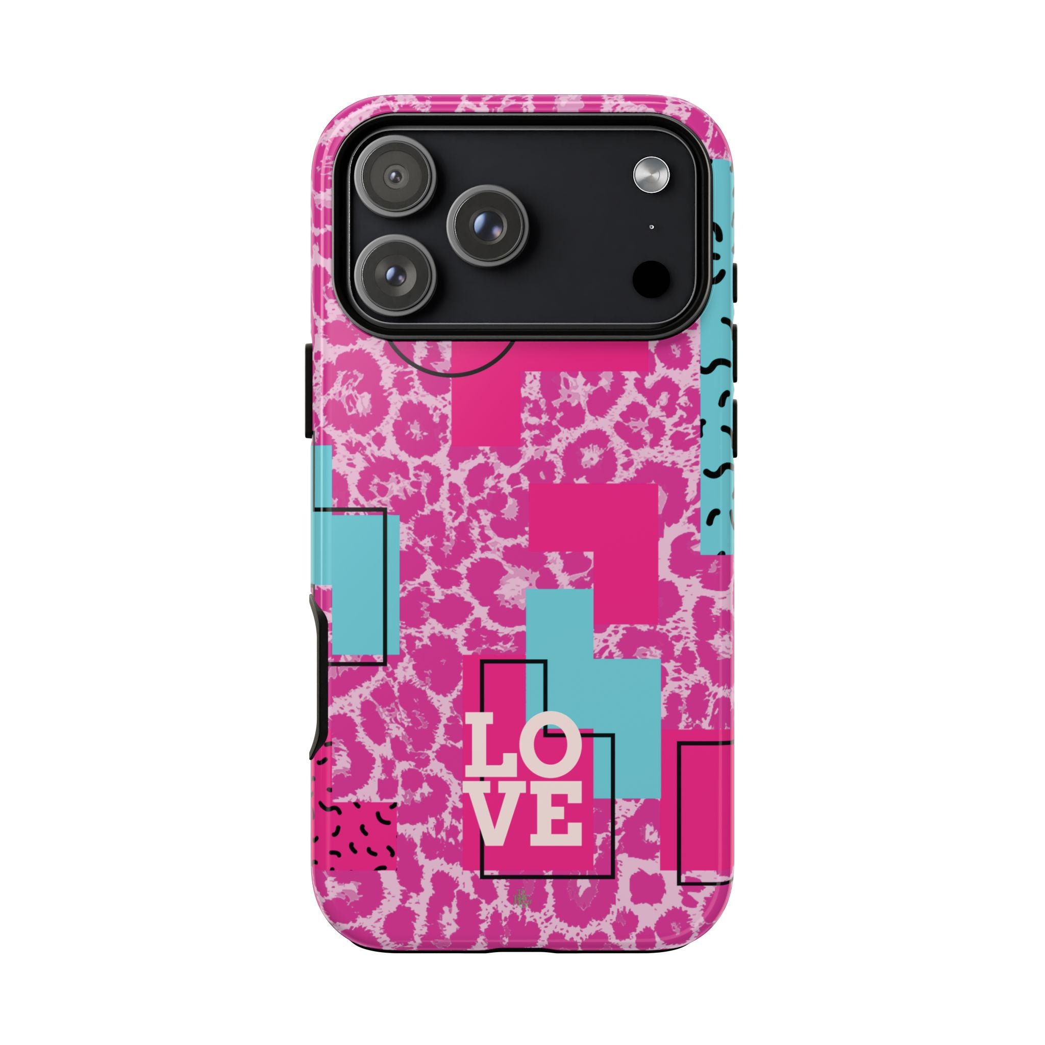 Retro Love Pink Leopard RG Tough Phone Case for iPhone, Galaxy, or Google Pixel