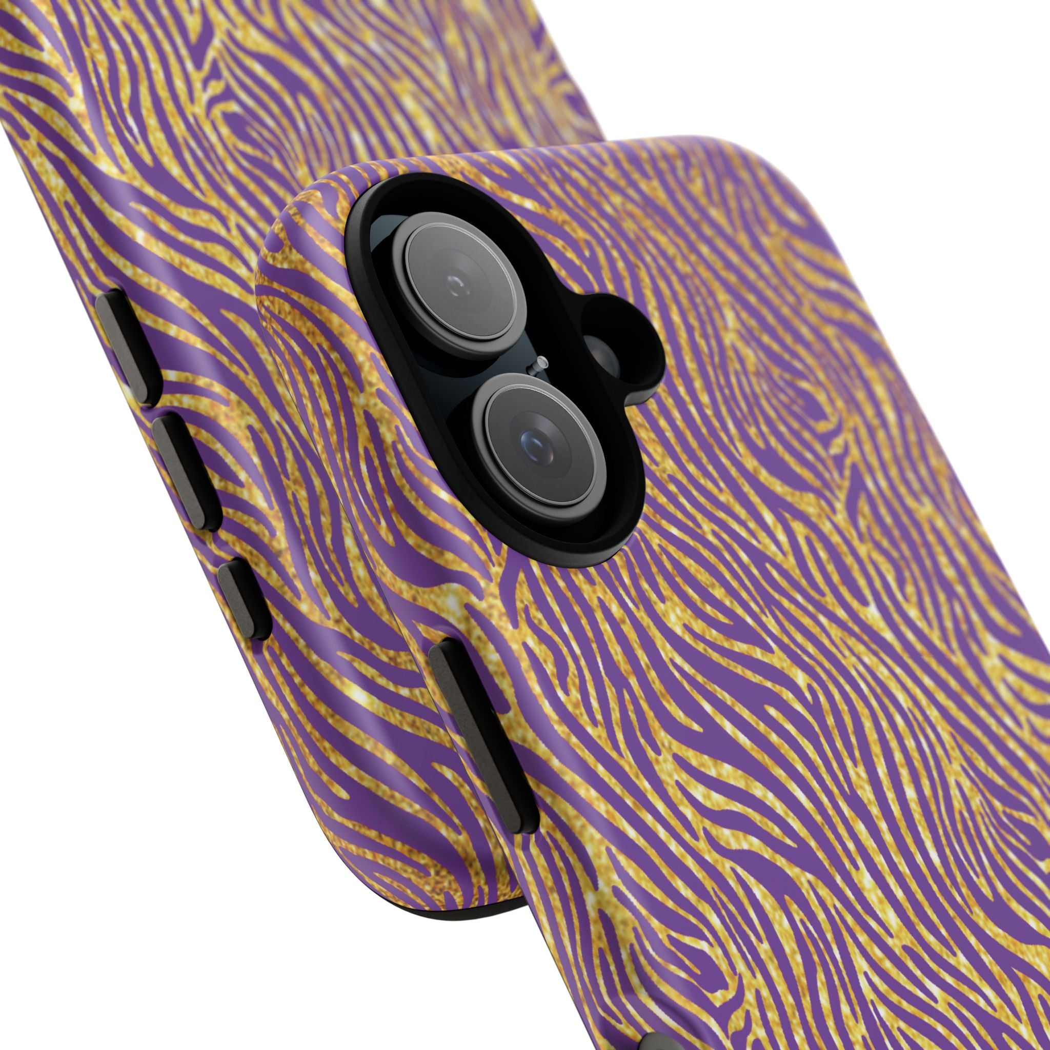 Vibrant Purple Gold Zebra Tough Phone Case iPhone, Galaxy, or Google Pixel