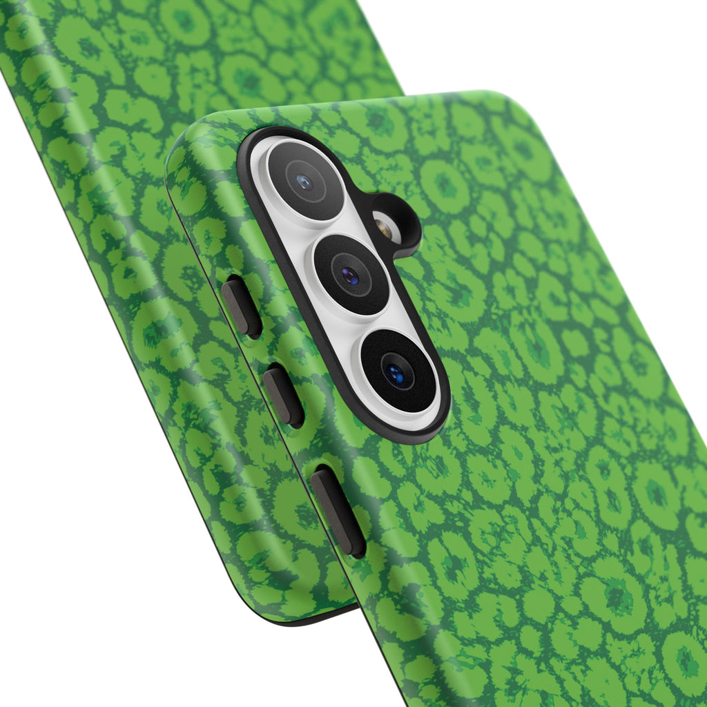 Neon Green Leopard Tough Phone Case for iPhone, Galaxy, or Google Pixel