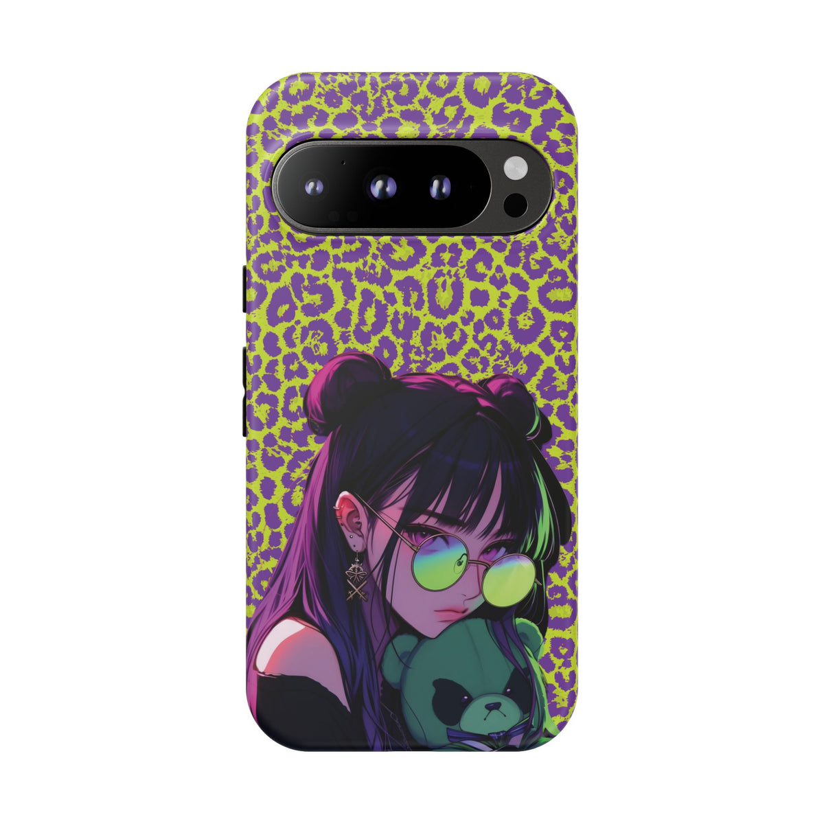 Purple Neon Lime Leopard Kz Tough Case for iPhone, Galaxy, or Google Pixel