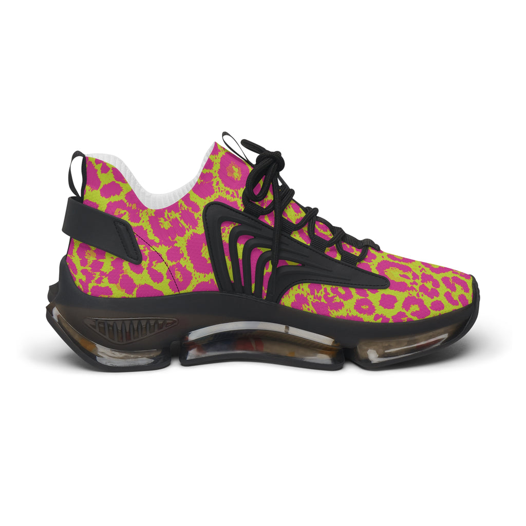 Neon Pink Lime Leopard Women's Mesh Sneakers